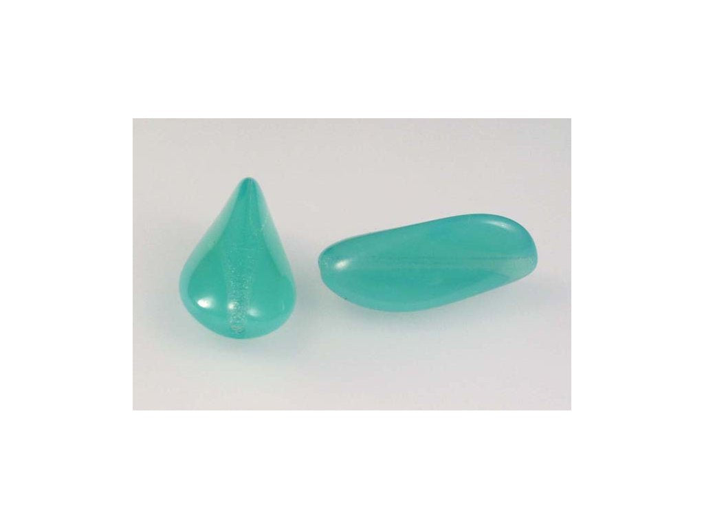 Pressed Beads Opal Aqua Glass Czech Republic