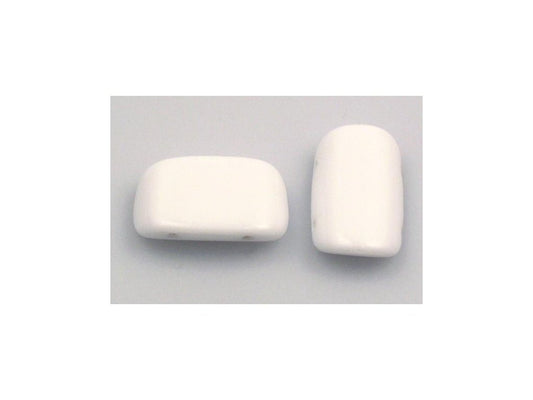 2-hole Pressed Beads Chalk White Glass Czech Republic