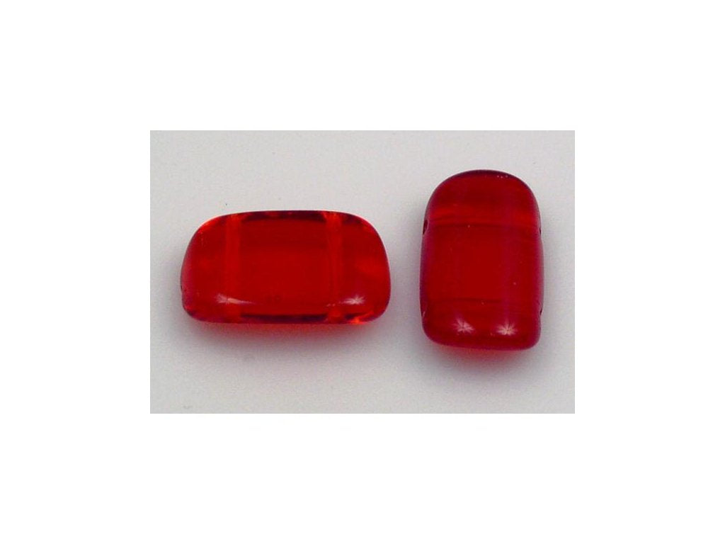 2-hole Pressed Beads Ruby Red Glass Czech Republic