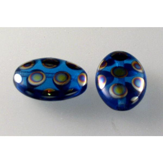 Oval beads 16 x 11 mm, Transparent Aqua 28107 (60040-28107), Bohemia Crystal Glass, Czechia 11199006