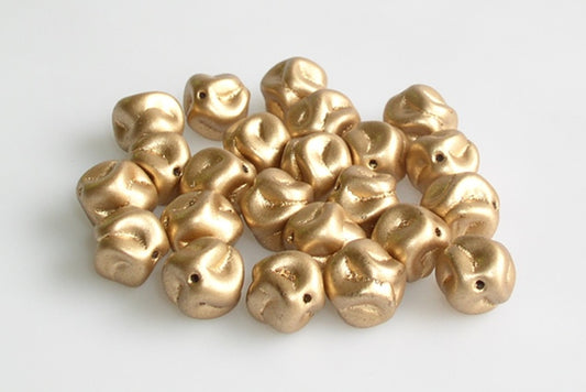 Pressed Beads Smashed Roun 11 mm, Aztec Pale Gold (1710), Bohemia Crystal Glass, Czechia 11199210