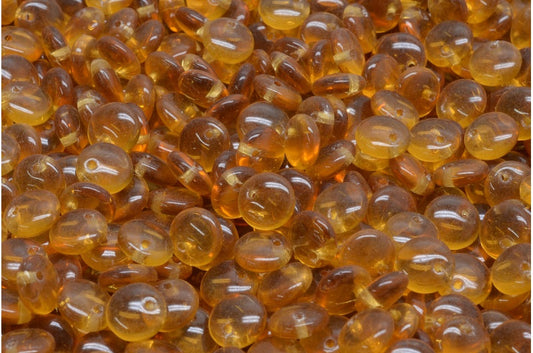 レンズ豆ビーズ、透明オレンジ（10040）、ガラス、チェコ共和国