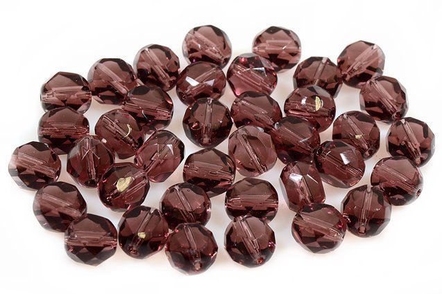 Fire Polished Faceted & Table Cut Beads 8 mm, Amethyst (20060), Bohemia Crystal Glass, Czechia 15101198