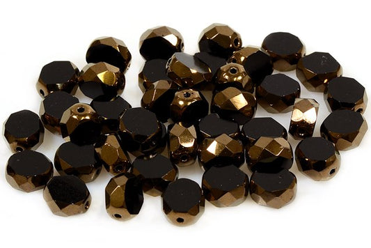 Fire Polished Faceted & Table Cut Beads 8 mm, Black Bronze (23980-14415), Bohemia Crystal Glass, Czechia 15101198