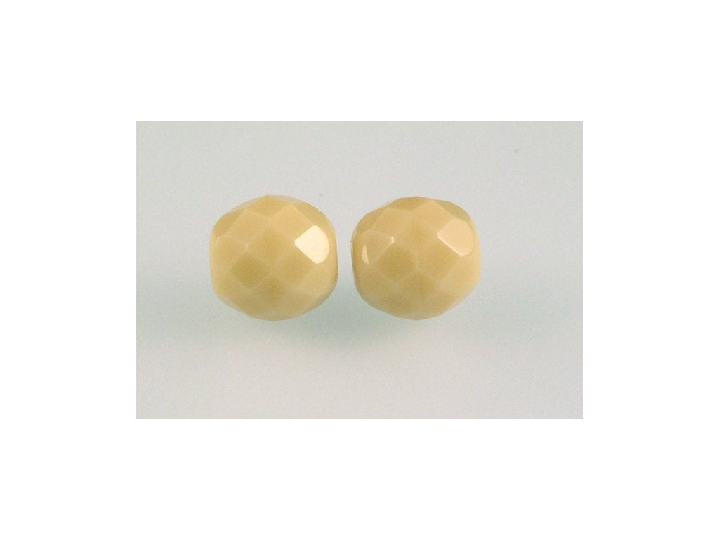 Fire Polished Faceted Beads Round Beige Glass Czech Republic