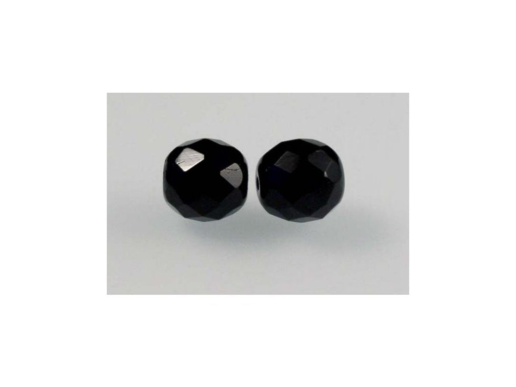 Fire Polished Faceted Beads Round Black Glass Czech Republic