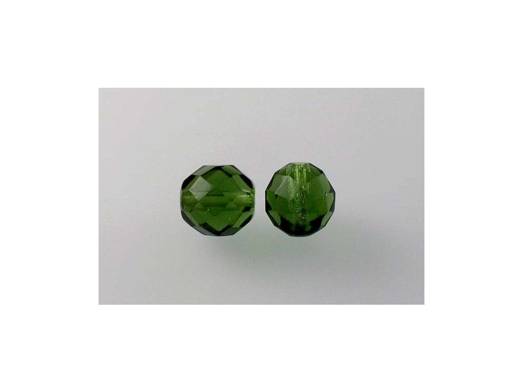 Fire Polished Faceted Beads Round Transparent Green Glass Czech Republic