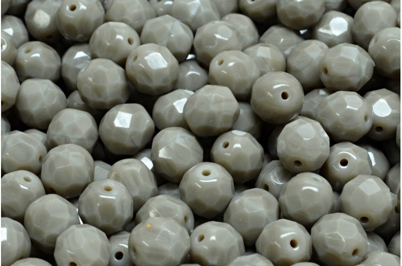 Fire Polished Faceted Beads Round, Opaque Gray (43020), Bohemia Crystal Glass, Czech Republic