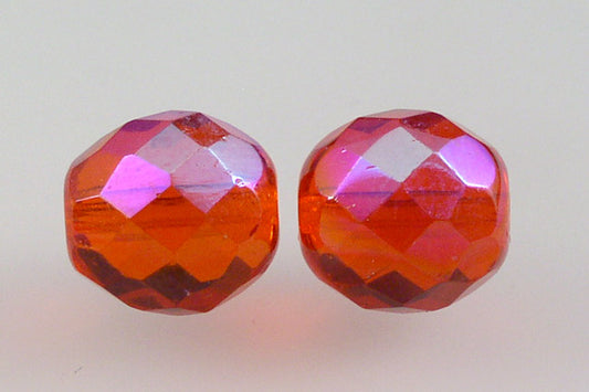 Fire Polished Faceted Beads Round 12 mm, Transparent Red Ab (90060-28701), Bohemia Crystal Glass, Czechia 15119001