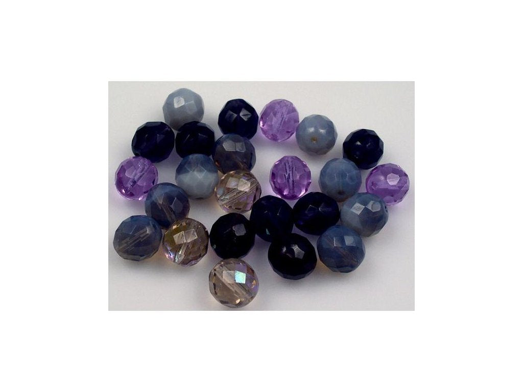 Fire Polished Faceted Beads Round Purple Mix Glass Czech Republic