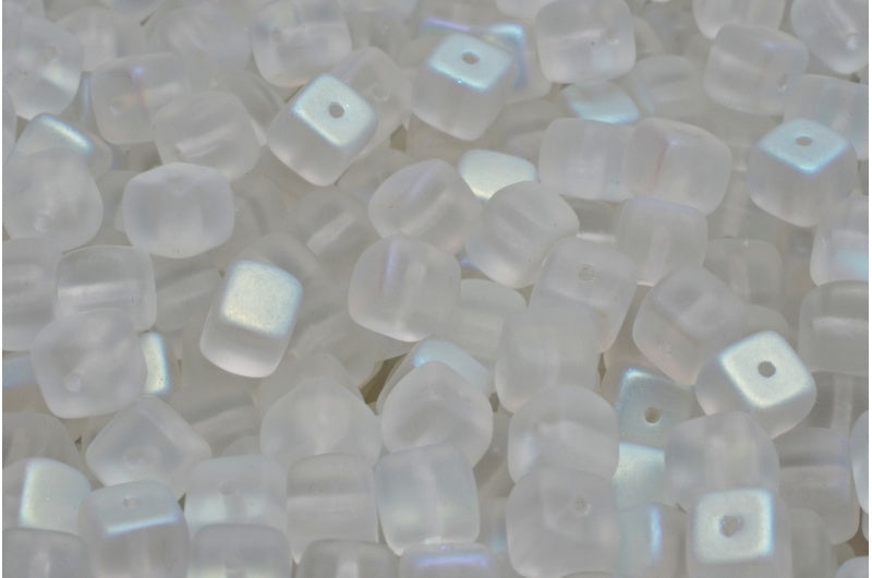 Cube Beads, Crystal Matte Ab (00030-84100-28701), Glass, Czech Republic