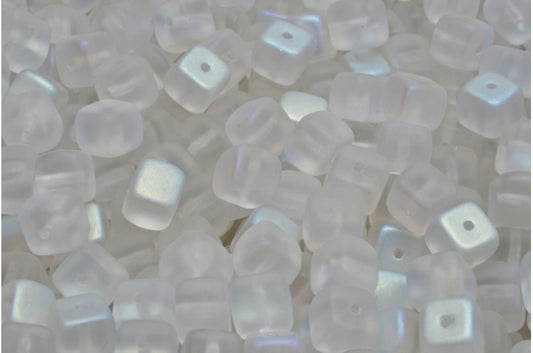 Cube Beads, Crystal Matte Ab (00030-84100-28701), Glass, Czech Republic