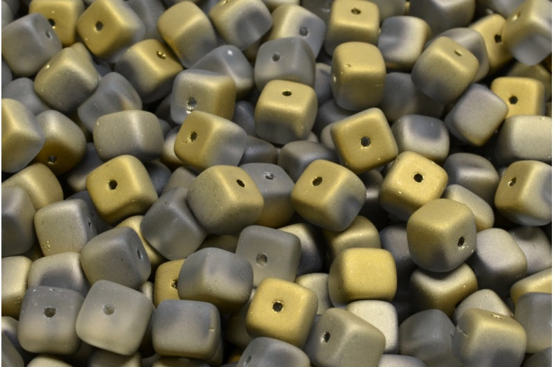 Cube Beads, Crystal Matte Gold (00030-84100-26441), Glass, Czech Republic