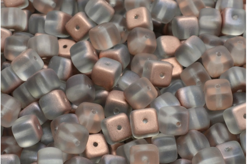 Cube Beads, Crystal Matte Rose Gold Capri (00030-84100-27101), Glass, Czech Republic