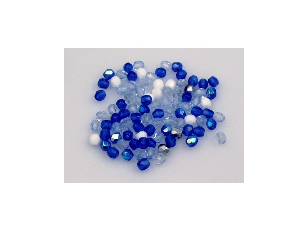 Fire Polished Faceted Beads Round Blue Mix Glass Czech Republic