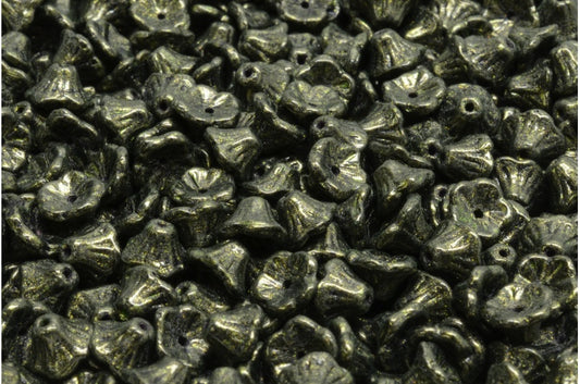 Bell Flower Cup Beads, Black 57950 (23980-57950), Glass, Czech Republic