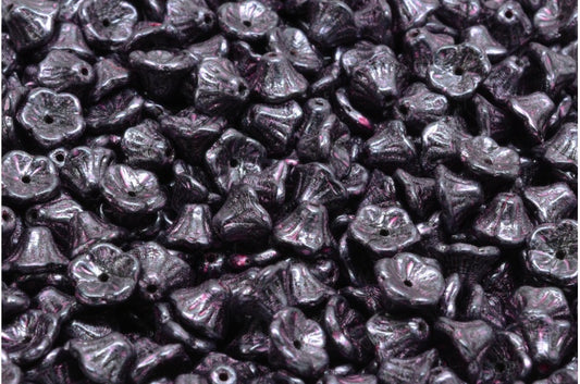 Bell Flower Cup Beads, Black 57990 (23980-57990), Glass, Czech Republic