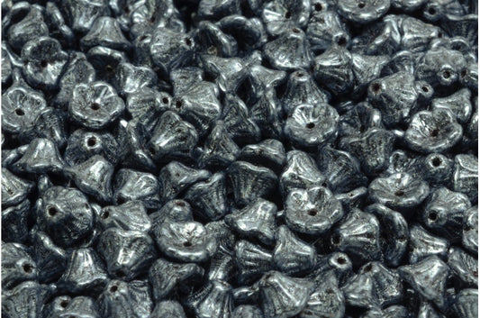 Bell Flower Cup Beads, Black 57901 (23980-57901), Glass, Czech Republic