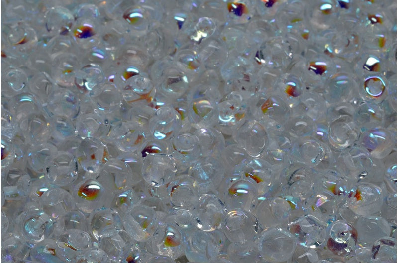 Mushroom Button Beads, Crystal Ab (00030-28701), Glass, Czech Republic