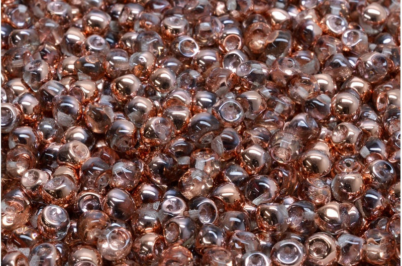 Mushroom Button Beads, Crystal Rose Gold Capri (00030-27101), Glass, Czech Republic