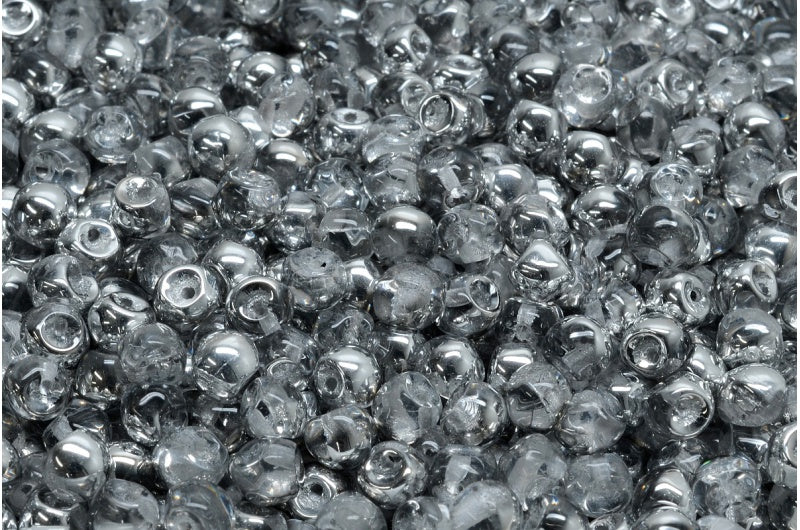 Mushroom Button Beads, Crystal Crystal Silver Half Coating (00030-27001), Glass, Czech Republic