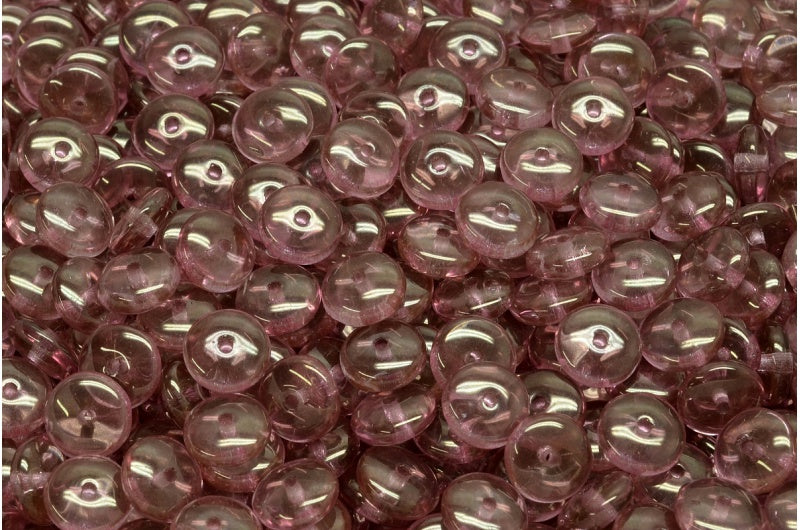 Space Disk Beads, Transparent Green Luster Lila (50500-14494), Glass, Czech Republic