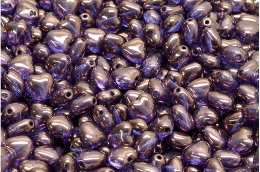 心形珠，水晶紫色 (00030-15726)，玻璃，捷克共和国