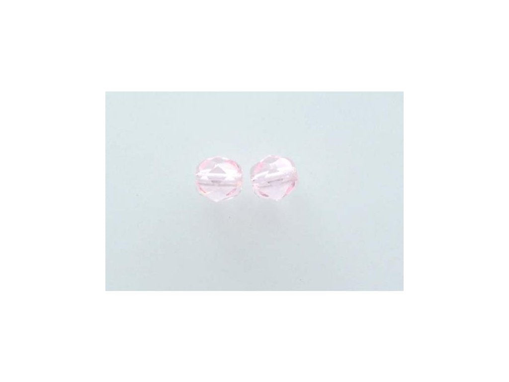 Fire Polished Faceted Beads Round Transparent Pink Glass Czech Republic