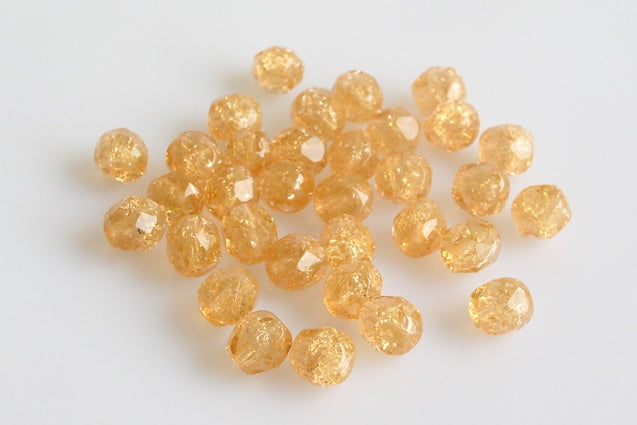 Fire Polished Faceted Beads Round 6 mm, 70990 Cracked (70990-85500), Bohemia Crystal Glass, Czechia 15119001