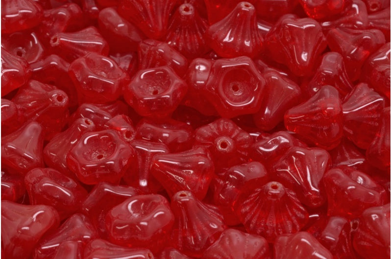 フラワーベルビーズ、オパールレッド（91250）、ガラス、チェコ共和国