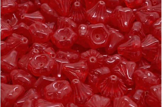 フラワーベルビーズ、オパールレッド（91250）、ガラス、チェコ共和国