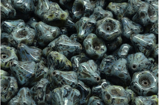 フラワーベルビーズ、ブラックステインストロング（23980-86805）、ガラス、チェコ共和国