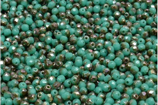 Fire Polished Faceted Beads Round, Turquoise 23401 (63130-23401), Bohemia Crystal Glass, Czech Republic