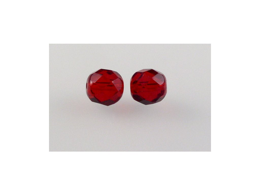 Fire Polished Faceted Beads Round Transparent Red Glass Czech Republic