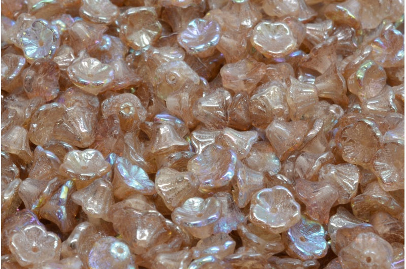Bell Flower Cup Beads, Crystal Topaz Coatings (00030-98532), Glass, Czech Republic