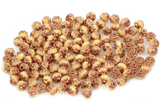 Fire Polished Faceted Beads Cathedral 4 mm, Beige 91434 (13020-91434), Bohemia Crystal Glass, Czechia 15119104