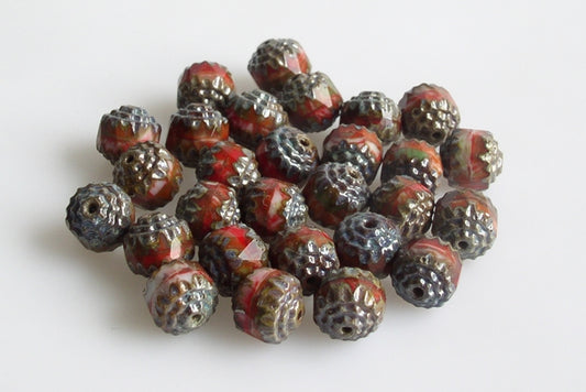 Fire Polished Faceted Beads Cathedral 8 mm, Mixed Colors BrownTravertin (), Bohemia Crystal Glass, Czechia 15119104