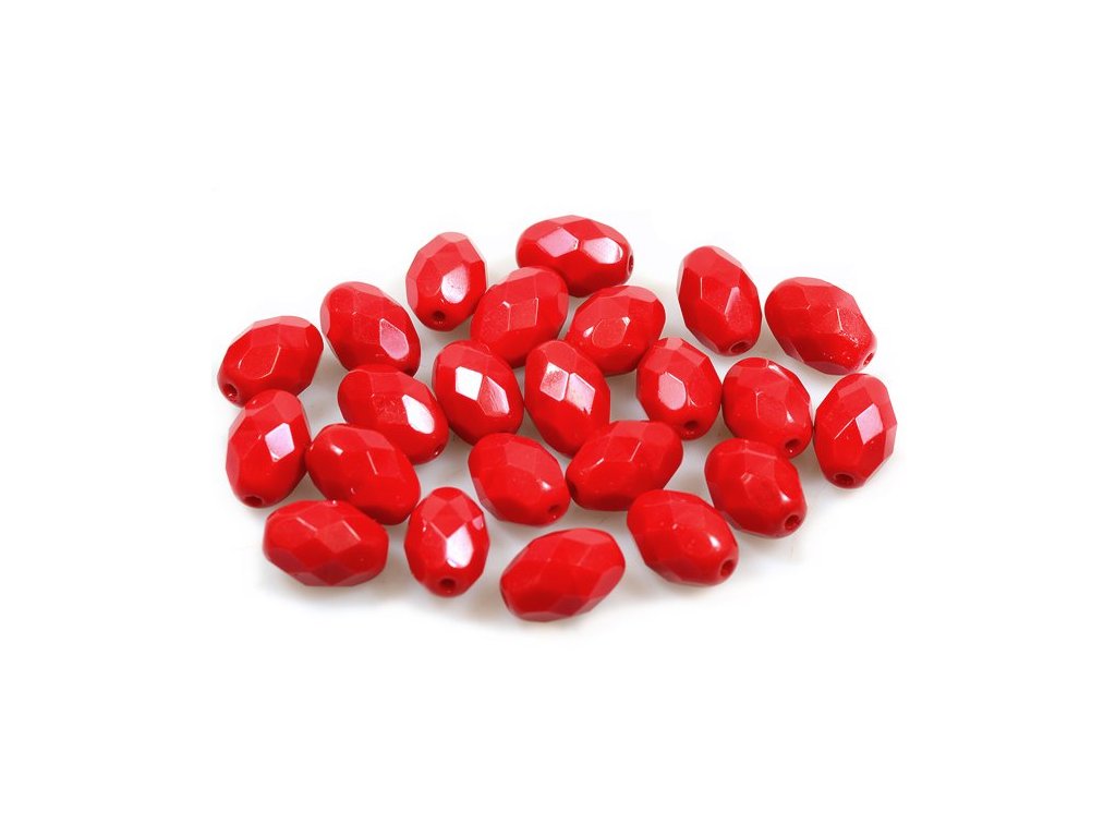 Fire Polished Faceted Beads Olives Opaque Red Glass Czech Republic