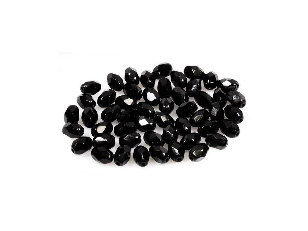 Fire Polished Faceted Beads Olives Black Glass Czech Republic