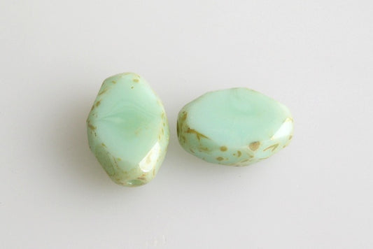 Fire Polished Faceted & Table Cut Beads Oval 11 x 8 mm, Turquise Travertin (63110-86800), Bohemia Crystal Glass, Czechia 15129110