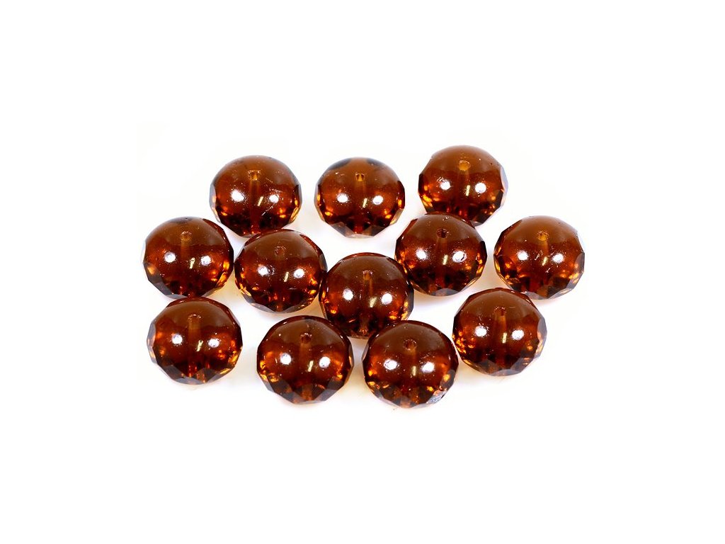 Fire Polished Faceted Beads Rondelle Transparent Brown Glass Czech Republic