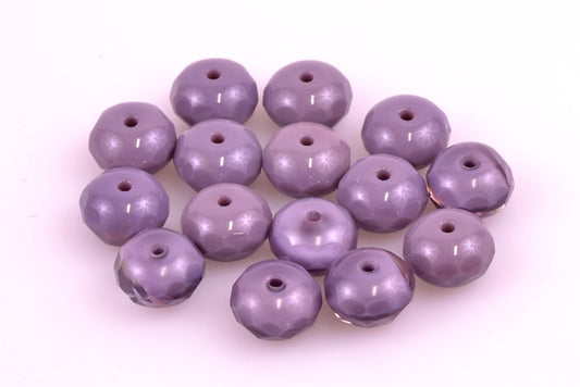 Fire Polished Faceted Beads Rondelle 9 mm, Opaque Amethyst (23030), Bohemia Crystal Glass, Czechia 15135001