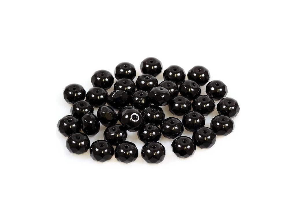 Fire Polished Faceted Beads Rondelle Black Glass Czech Republic