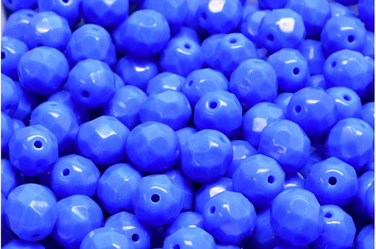 ファセット加工ビーズ ラウンド、不透明ブルー（33040）、ボヘミアクリスタルガラス、チェコ共和国