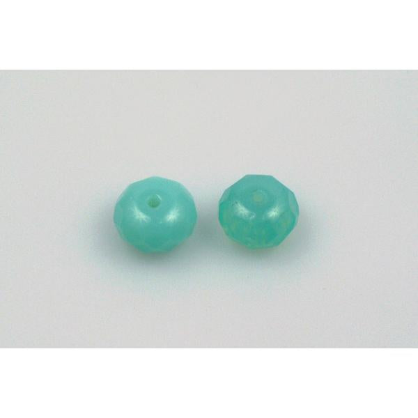 Fire Polished Faceted Beads Rondelle 9 mm, Opal Aqua (61100), Bohemia Crystal Glass, Czechia 15135001