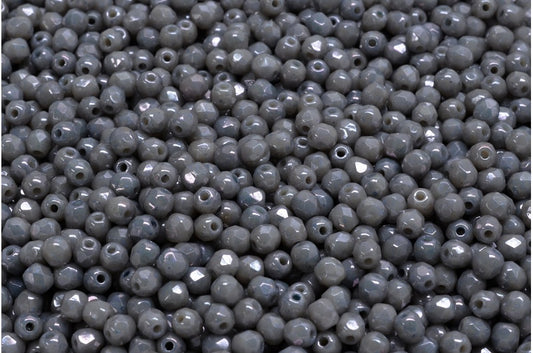 ファセット加工ビーズラウンド、不透明グレーテラコッタブルー（43020-15464）、ボヘミアクリスタルガラス、チェコ共和国