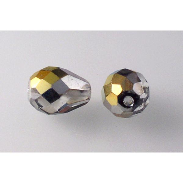 Fire Polished Faceted Beads Pear 13 x 10 mm, Crystal Jet Volcano (30-28001), Bohemia Crystal Glass, Czechia 15155001