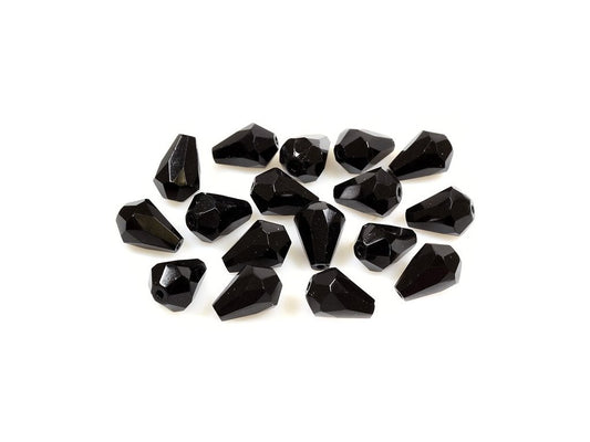 Fire Polished Faceted Beads Pear Drop Black Glass Czech Republic
