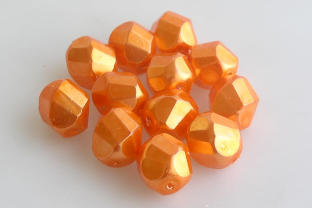 Fire Polished Faceted Beads Spiral Semi Round 10 mm, Crystal Amber (30-12868), Bohemia Crystal Glass, Czechia 15199027