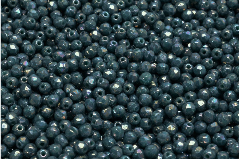 Facettierte, feuerpolierte runde Perlen, Türkisnebel (63130-15001), Glas, Tschechische Republik
